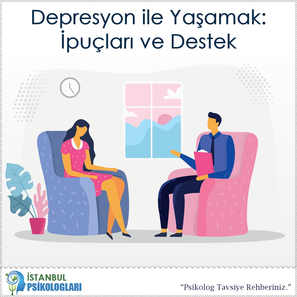 Depresyon ile Yaşamak: İpuçları ve Destek : Kapak Görseli